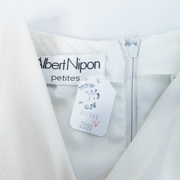 *Last Chance* Vintage NWT Albert Nipon A-Line Midi Dress Modest Ivory 2P - Picture 9 of 13